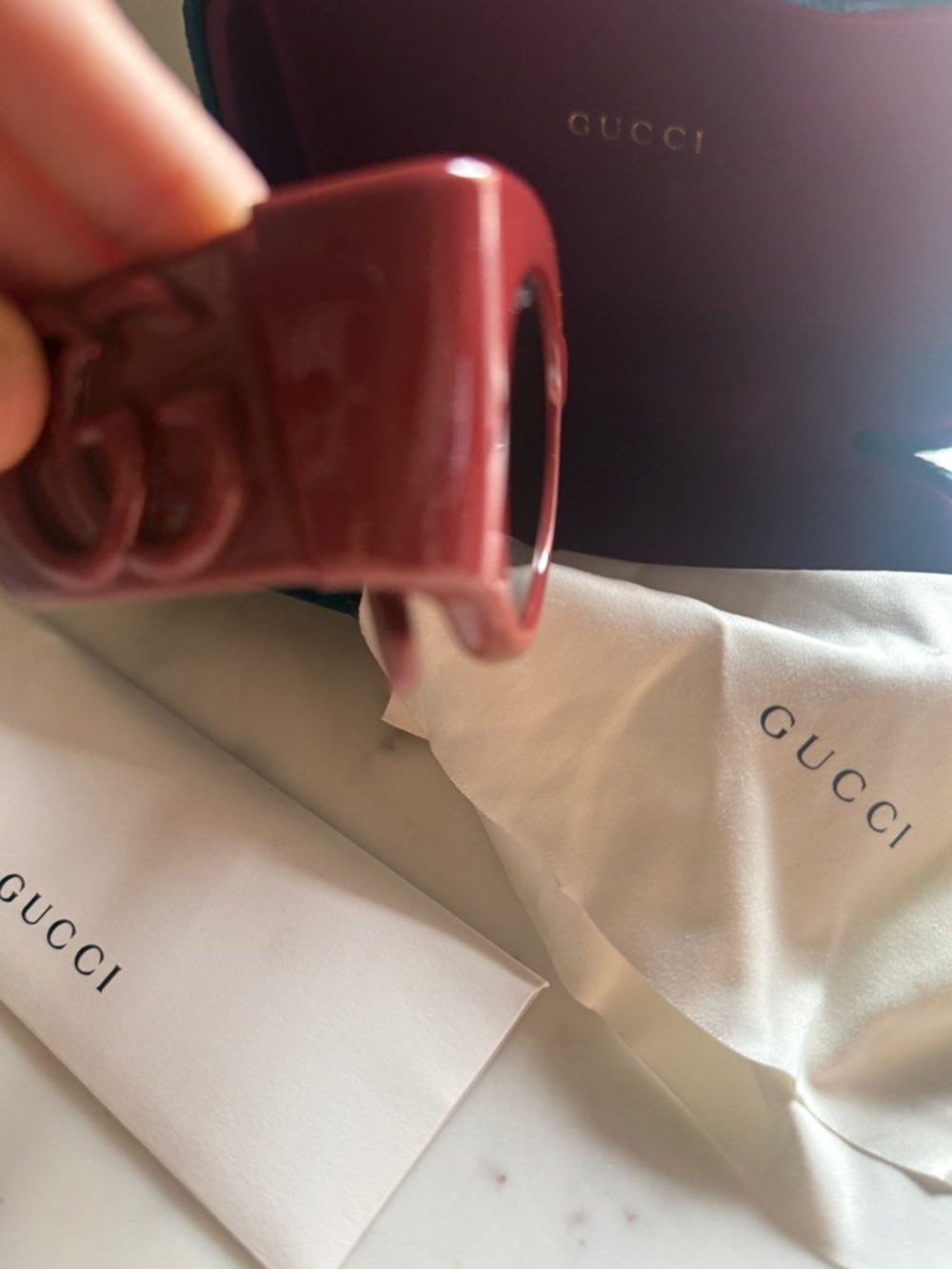 New Gucci GG1544S sunglasses burgundy Red bubble with case - Picture 6 of 10